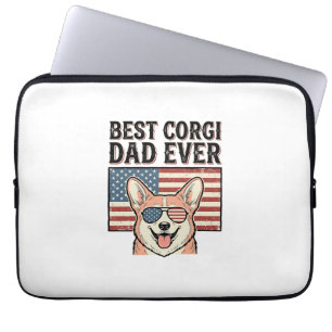 Beste Corgi Vader Ooit Patriottisch Vintage Hond S Laptop Sleeve