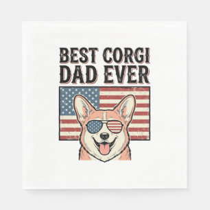 Beste Corgi Vader Ooit Patriottisch Vintage Hond S Servet
