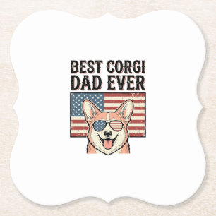 Beste Corgi-vader ooit Patriottisch vintage honden Kartonnen Onderzetters