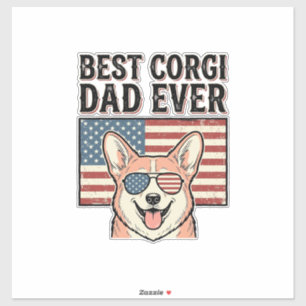 Beste Corgi-vader ooit Patriottisch vintage honden Sticker