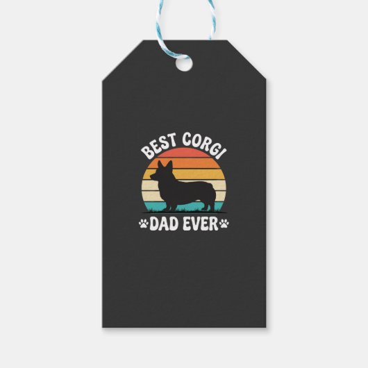 Beste Corgi Vader Ooit Retro Hond Cadeaulabel (Voorkant)