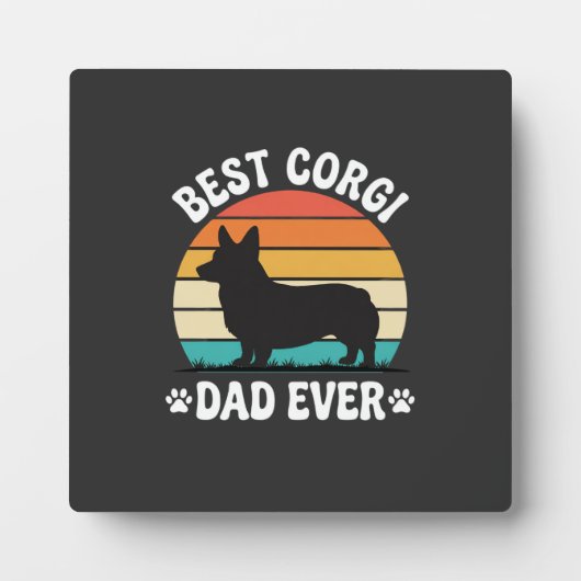 Beste Corgi Vader Ooit Retro Hond Fotoplaat (Voorkant)