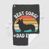 Beste Corgi Vader Ooit Retro Hond Golfhanddoek (Insitu)