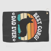 Beste Corgi Vader Ooit Retro Hond Golfhanddoek (Horizontaal)