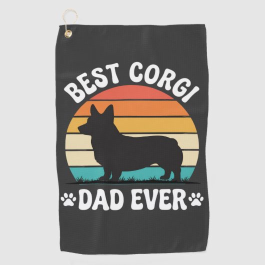 Beste Corgi Vader Ooit Retro Hond Golfhanddoek (Voorkant)
