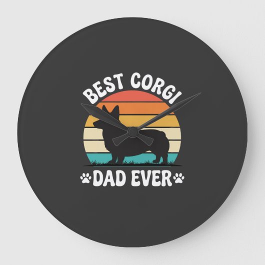 Beste Corgi Vader Ooit Retro Hond Grote Klok (Voorkant)