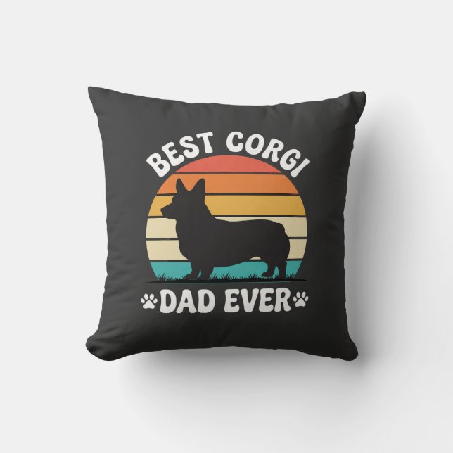 Beste Corgi Vader Ooit Retro Hond Kussen (Voorkant)