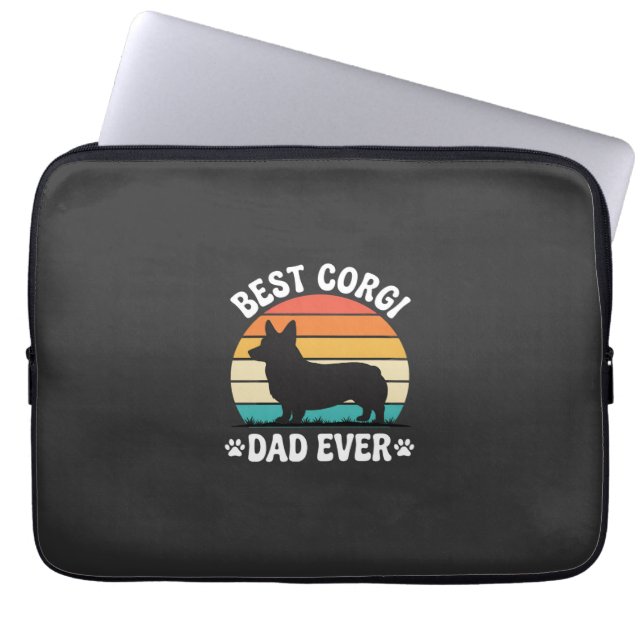 Beste Corgi Vader Ooit Retro Hond Laptop Sleeve (Voorkant)