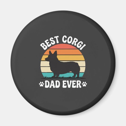 Beste Corgi Vader Ooit Retro Hond Magneet (Voorkant)