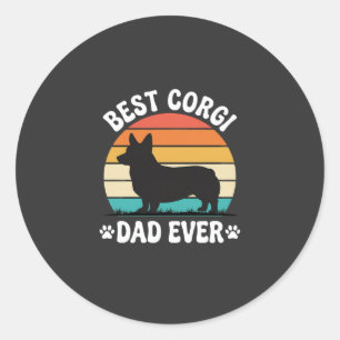 Beste Corgi Vader Ooit Retro Hond Ronde Sticker