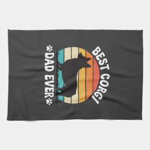 Beste Corgi Vader Ooit Retro Hond Theedoek