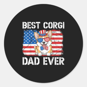 Beste Corgi vader ooit USA vlag patriottische hond Ronde Sticker