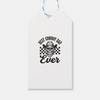 Beste Cowboy Vader Schedel Western T-shirt Ontwerp Cadeaulabel