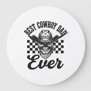 Beste Cowboy Vader Schedel Westers T-shirt Ontwerp Grote Klok