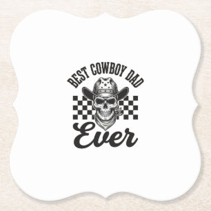 Beste Cowboy Vader Schedel Westers T-shirt Ontwerp Kartonnen Onderzetters
