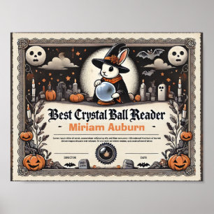 Beste Crystal Ball Reader Diploma - Heksenkonijn Poster
