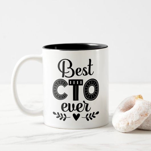 Beste CTO-manager ooit Tweekleurige Koffiemok (Met donut)