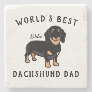 Beste Dachshond Papa ter Wereld Gepersonaliseerde  Stenen Onderzetter