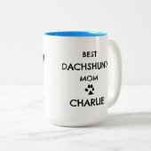 Beste Dachshund Moeder Leuke Wiener Gepersonalisee Tweekleurige Koffiemok (Voorkant rechts)