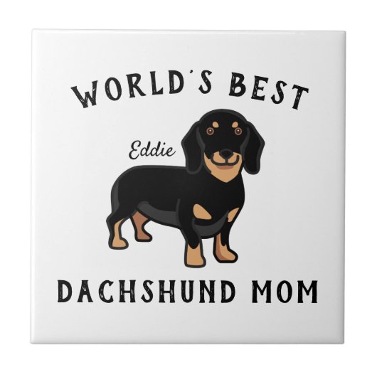 Beste Dachshund Moeder ter Wereld Gepersonaliseerd Tegeltje (Voorkant)