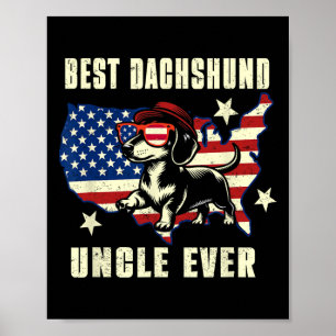 Beste Dachshund Oom Ooit Amerikaanse Vlag 4 Juli Poster