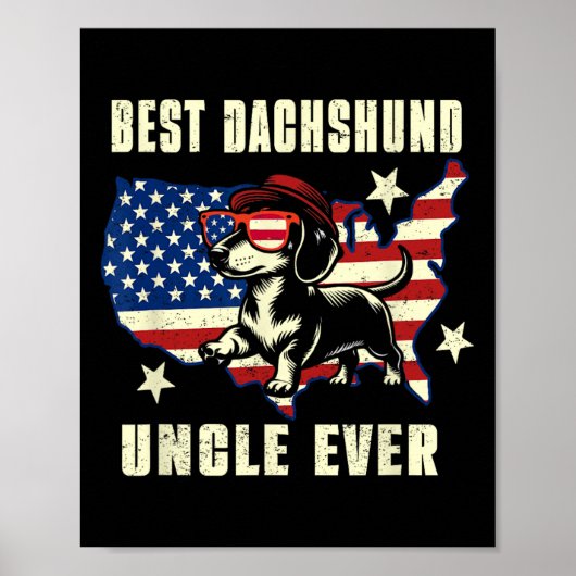 Beste Dachshund Oom Ooit Amerikaanse Vlag 4 Juli Poster (Voorkant)
