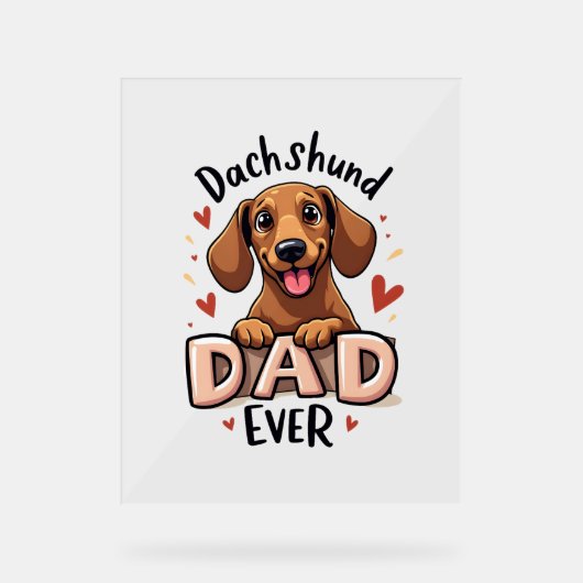 Beste Dachshund Papa Ooit T Shirt Acryl Bord (Voorkant)