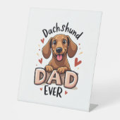 Beste Dachshund Papa Ooit T Shirt Reclamebord Met Voetstuk (Voorkant)