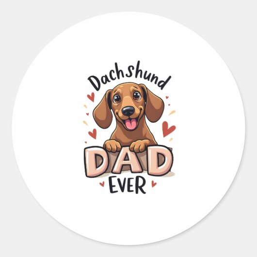 Beste Dachshund Papa Ooit T Shirt Ronde Sticker (Voorkant)