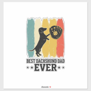 Beste Dachshund-papa ooit vintage hondebaseballhem Sticker
