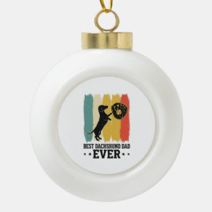 Beste Dachshund-papa ooit vintage hondebaseballshi Keramische Bal Ornament