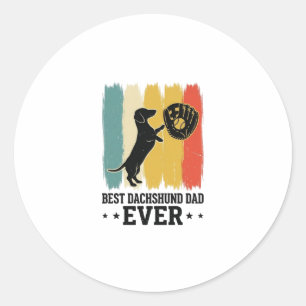 Beste Dachshund-papa ooit vintage hondebaseballshi Ronde Sticker