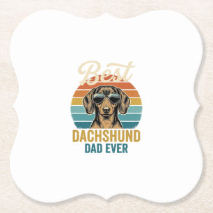 Beste Dachshund vader ooit vintage hond shirt ontw Kartonnen Onderzetters