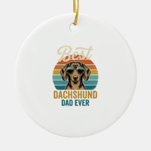 Beste Dachshund vader ooit vintage hond shirt ontw Keramisch Ornament