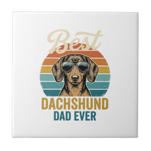 Beste Dachshund vader ooit vintage hond shirt ontw Tegeltje
