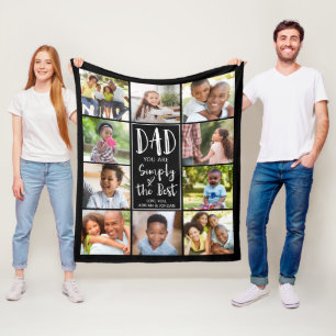 Beste Dad 10 Fotocollage Gepersonaliseerde Aangepa Fleece Deken