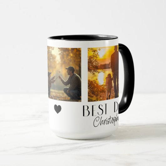 Beste Dad 3 Photo Collage Custom Name Mok (Voorkant rechts)