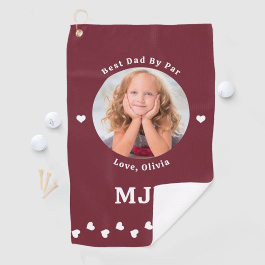 Beste DAD By Par Custom Foto Modern Rood Golfhanddoek (Insitu)