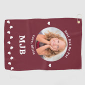 Beste DAD By Par Custom Foto Modern Rood Golfhanddoek (Horizontaal)