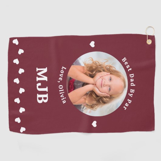 Beste DAD By Par Custom Foto Modern Rood Golfhanddoek (Horizontaal)