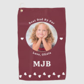 Beste DAD By Par Custom Foto Modern Rood Golfhanddoek (Voorkant)
