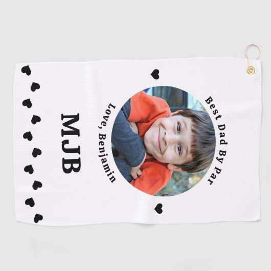 Beste DAD By Par Moderne gepersonaliseerde foto Golfhanddoek (Horizontaal)
