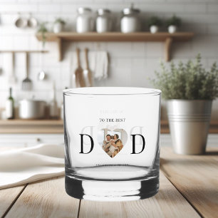 Beste Dad Custom Heart Foto Vaderdag Gift Whisky Glas