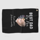 Beste Dad Custom Kinder Foto Zwart Gepersonaliseer Golfhanddoek (Horizontaal)