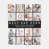 BESTE DAD EVER 16 Photo Collage Black Fleece Deken (Voorkant)