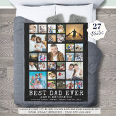BESTE DAD EVER 27 Photo Collage Jouw tekst Black Fleece Deken