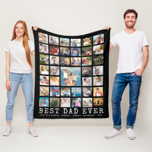 BESTE DAD EVER 39 Foto Collage Jouw tekst en kleur Fleece Deken
