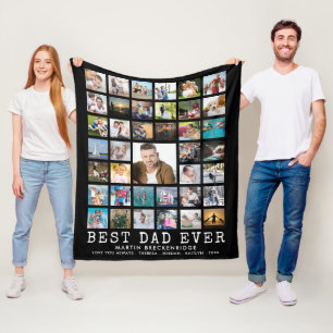 BESTE DAD EVER 39 Foto Collage Jouw tekst en kleur Fleece Deken