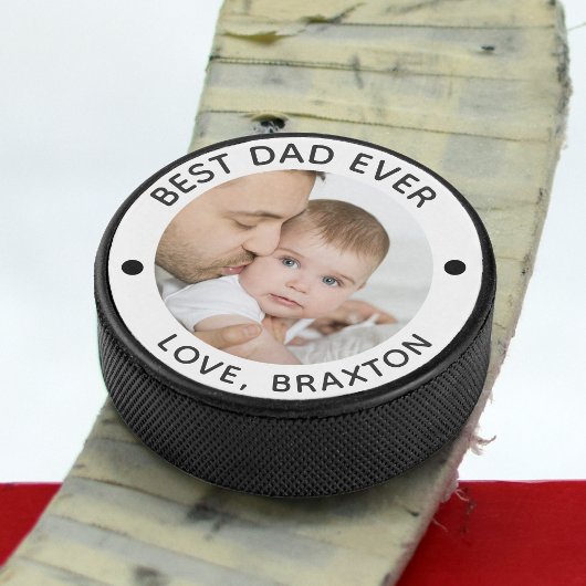BESTE DAD EVER Foto aangepast Hockey Puck