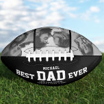 BESTE DAD EVER Moderne Cool Black en White American Football<br><div class="desc">Ideaal voor de coolste vader waar je van houdt: EEN BESTE DAD IS OOIT aangepast football met 3 favoriete foto's in trendy zwart-wit, zijn naam, een zoete boodschap van jou, namen en jaar. Geweldig Vaderdag geschenk of een geweldige verrassing voor zijn verjaardag, zeker een keepslag waar hij nog jaren van...</div>